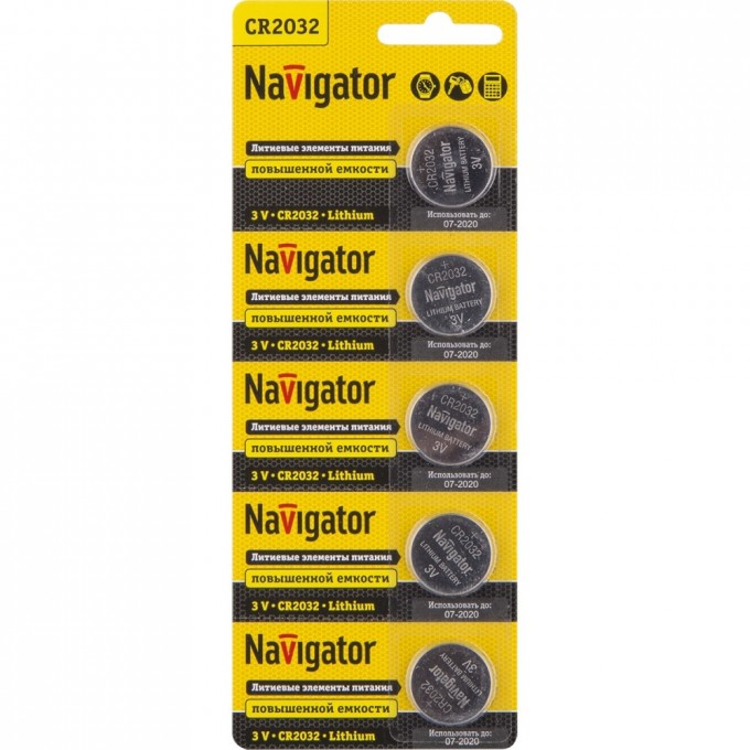 Батарейки NAVIGATOR серии литиевые NBT-CR2032-BP5