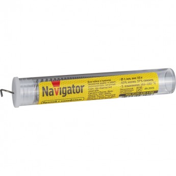 Припой с канифолью NAVIGATOR NEM-Pos01-63K-1-F10 (POS-63, KOLBA, 1 MM, 10 GR)